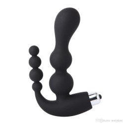 Shop Black Double Thrust Beaded Vibrator Anal Butt Plug SexToys In Aurangabad